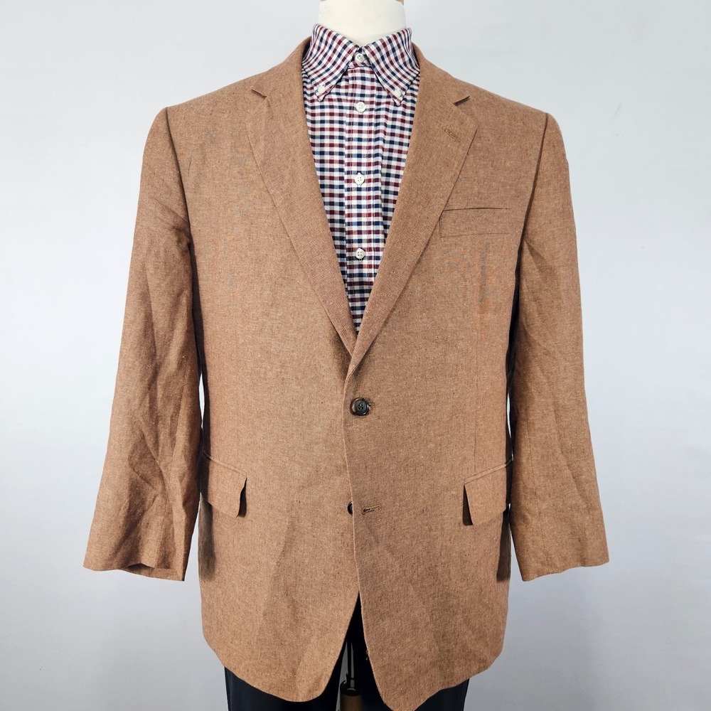 Stafford Men's Sport Coat Blazer Two Button Rust Cotton Linen Classic 48R‎